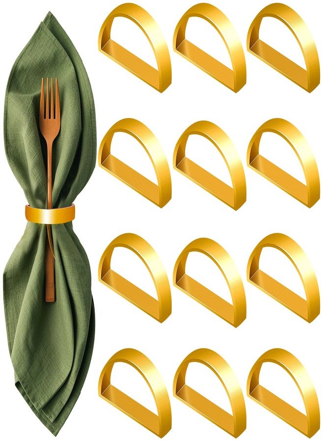 INFTYLE Gold Napkin Rings Set of 12, Semicircle Metal Gold Napkin Holder Buckles, Fall Thanksgiving Christmas, Napkin Rings for Dinner Table Decor, Wedding, Banquet, Party, Easter (12) - Image 1