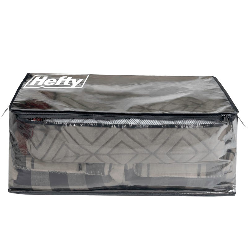 Hefty Storage Bags Extra Large Double Zipper Backpack, Heavy Duty Water Resistant Moving Totes with Shoulder Straps, Foldable Reusable Packing Organizers, 2 Pack (X-Large Black) - Image 4