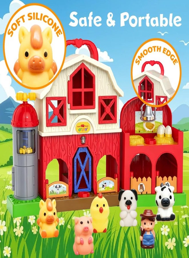 Kimicare Farm Animal Barn Toys for Toddlers 1-3, Red Barn Play Farm Set with Animals Sounds Toy, Musical Interactive Preschool Montessori Learning Farm Toys for Kids, Christmas Birthday Gift for Boy Girl - Image 5