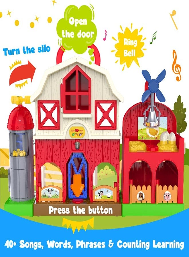 Kimicare Farm Animal Barn Toys for Toddlers 1-3, Red Barn Play Farm Set with Animals Sounds Toy, Musical Interactive Preschool Montessori Learning Farm Toys for Kids, Christmas Birthday Gift for Boy Girl - Image 3