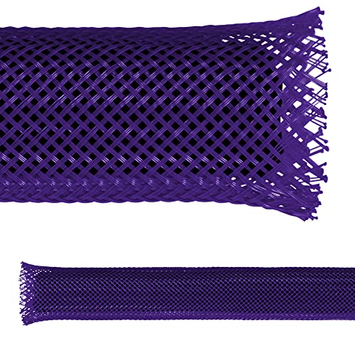 Electriduct 1/2" PET Expandable Braid Sleeving Flame Retardant Flexible Wire Mesh for Cord Management and Cable Protection - 25 Feet - Purple - Image 1