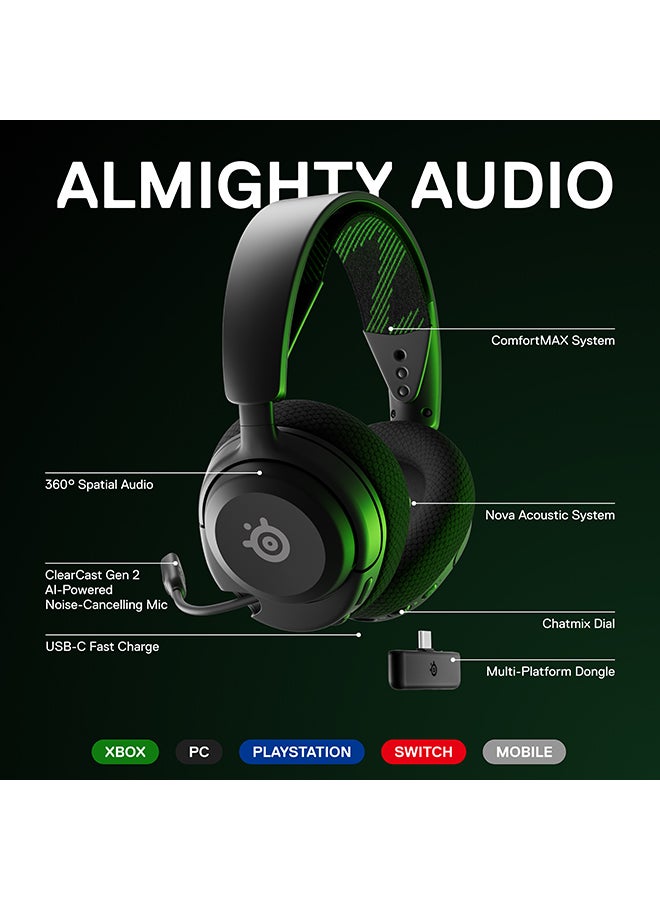 steelseries Arctis Nova 4X Wireless Multi-Platform Gaming Headset — 360° Spatial Audio — 2.4GHz High-Speed Wireless — 36 Hr Battery — USB-C — ClearCast Gen 2 Mic — Xbox Series X|S, PC, PS5, Switch - Image 2