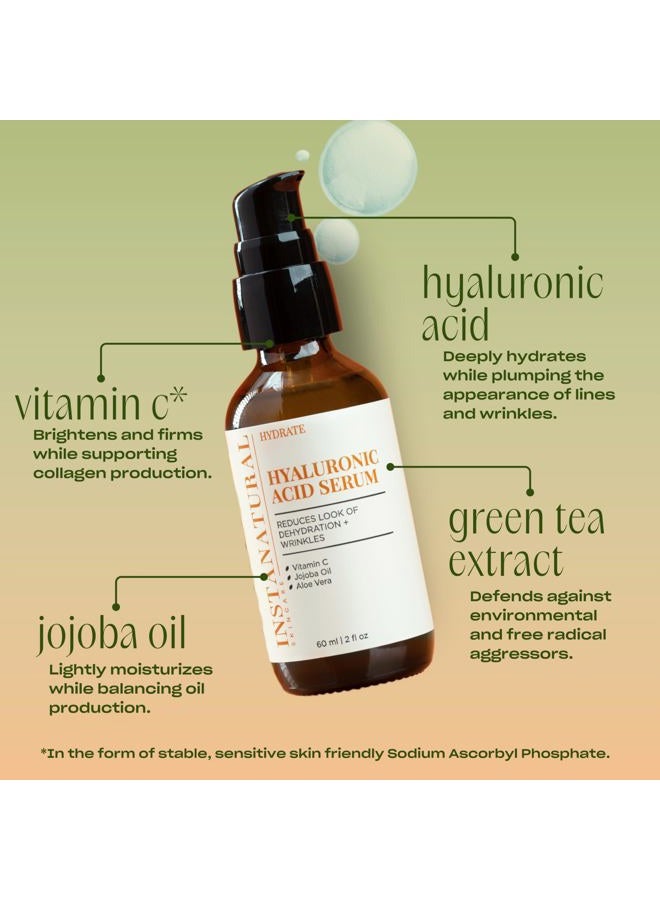 Instanatural Hyaluronic Acid Serum - With Vitamin C, Organic & 100% Pure Ingredients for Dry Skin, Wrinkle, Fine Line, Eye Bag Defense - Advanced Anti Aging Moisturizer for Men & Women - 2 oz - Image 3