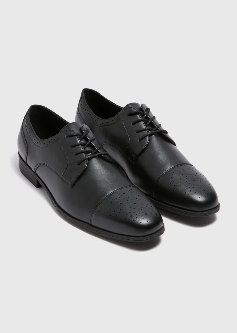 ماتلان Black Faux Leather Brogue Shoes