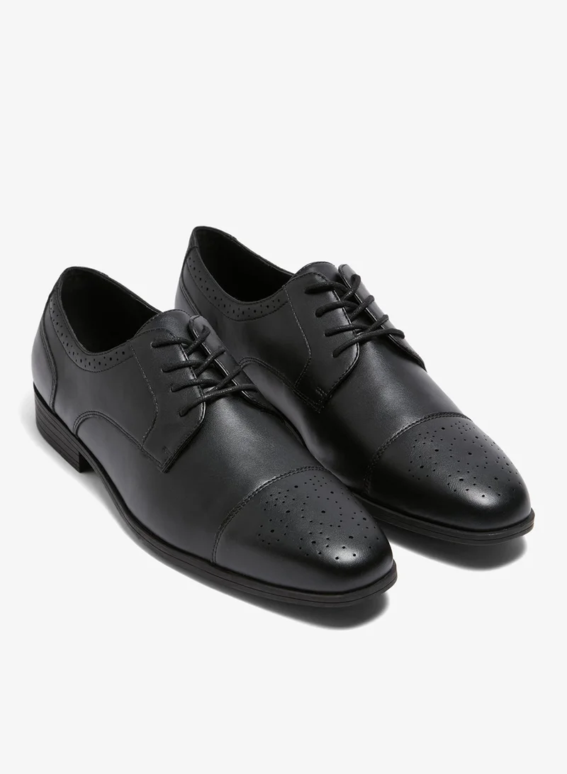 Matalan Black Faux Leather Brogue Shoes