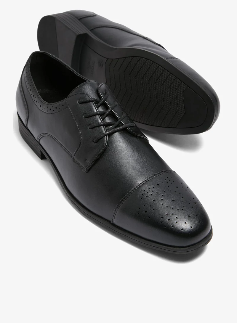 Matalan Black Faux Leather Brogue Shoes