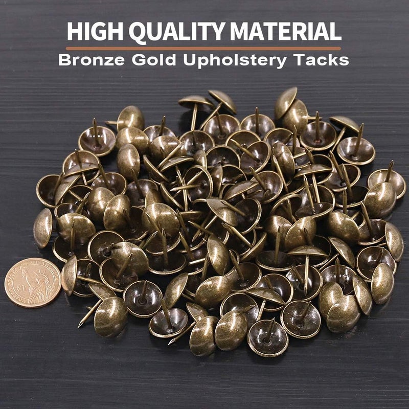Keadic 200Pcs [ 3/4" in Diameter ] Antique Upholstery Tacks Furniture Nails Pins Assortment Kit for Upholstered Furniture Cork Board or DIY Projects - Bronze - Image 3