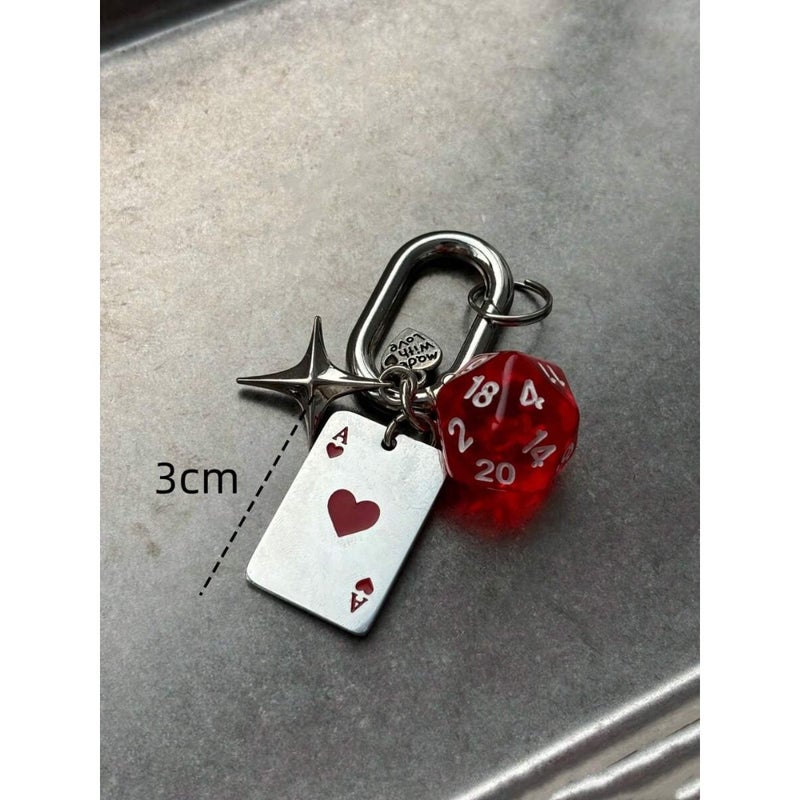 1pc Unisex Creative Cartoon Dice Key Chain Metal Playing Card Pendant Charm Fashionable Handbag Accessory Y2K - Image 3