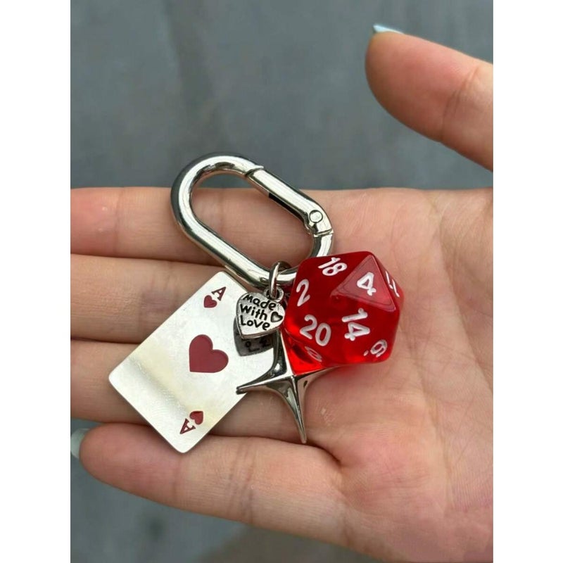 1pc Unisex Creative Cartoon Dice Key Chain Metal Playing Card Pendant Charm Fashionable Handbag Accessory Y2K - Image 2