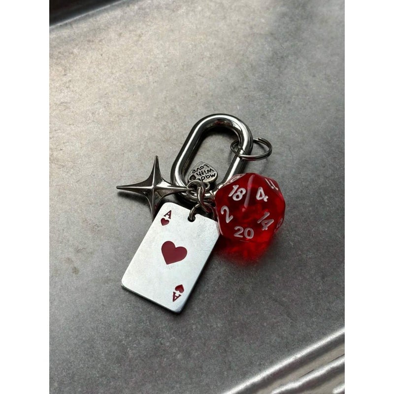 1pc Unisex Creative Cartoon Dice Key Chain Metal Playing Card Pendant Charm Fashionable Handbag Accessory Y2K - Image 5