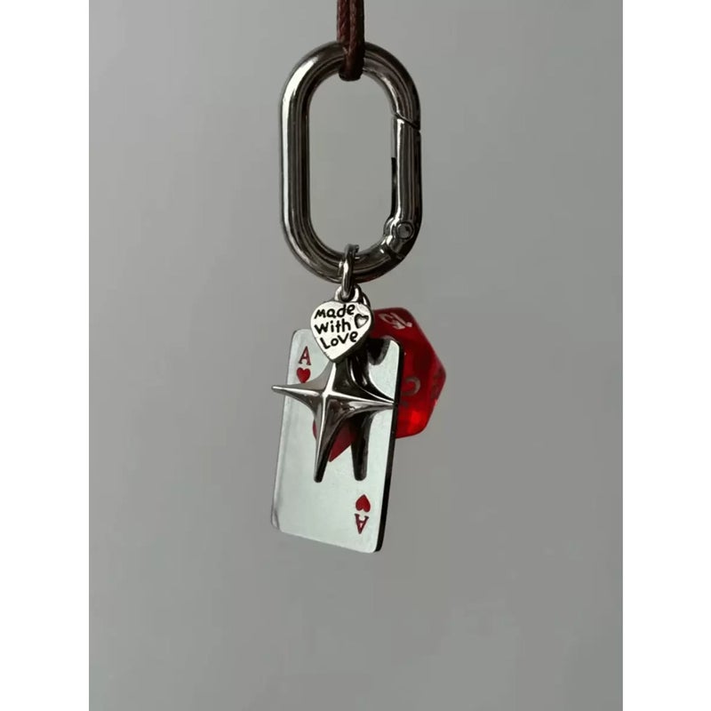 1pc Unisex Creative Cartoon Dice Key Chain Metal Playing Card Pendant Charm Fashionable Handbag Accessory Y2K - Image 4