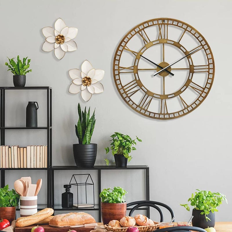 Picfarce Metal Flower Wall Art Decor, 10â€œ Rustic Modern Floral Sculpture, Distressed Iron Wall Hanging Home Decoration Accent Artworks for Indoor Kitchen Bedroom Living Room Office Outdoor Garden Patio - Image 3