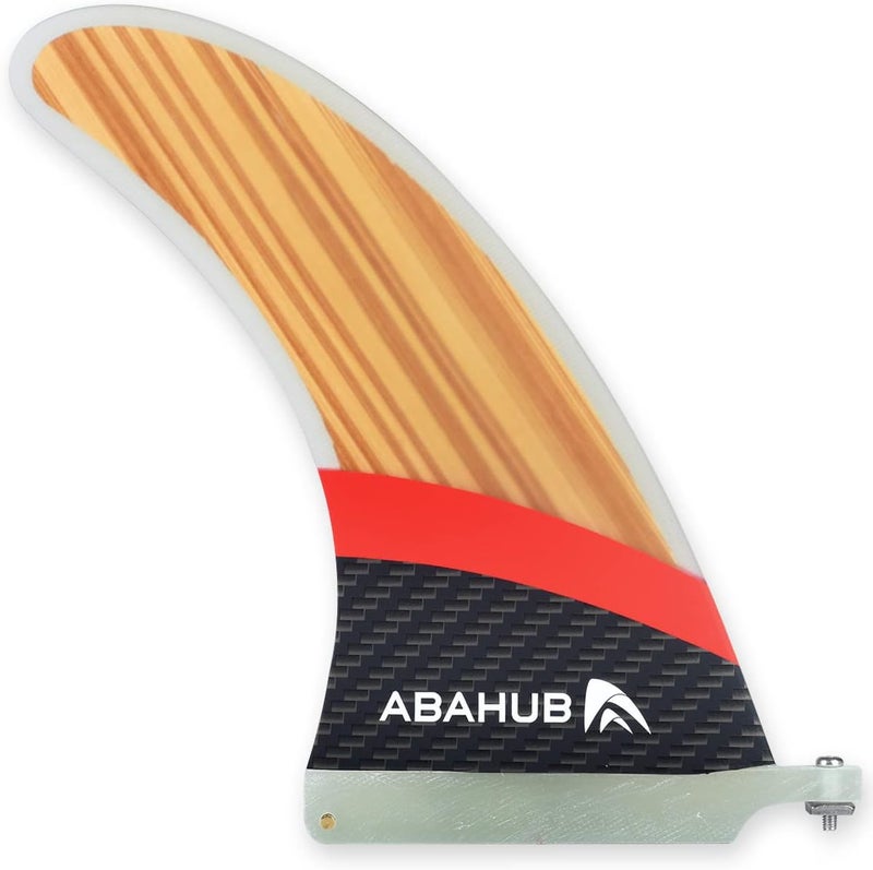 Abahub 9'' SUP Single Center Fin with 1 Fin Screw, Fiberglass Reinforeced 9 inch SUP Replacement Fins for Surfboard, Stand-up Paddle Board, Longboard, Black/Blue/White - Image 1