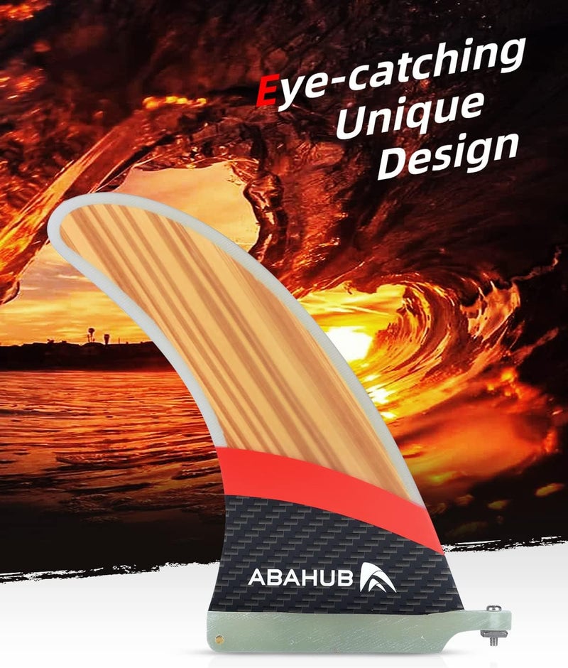 Abahub 9'' SUP Single Center Fin with 1 Fin Screw, Fiberglass Reinforeced 9 inch SUP Replacement Fins for Surfboard, Stand-up Paddle Board, Longboard, Black/Blue/White - Image 5