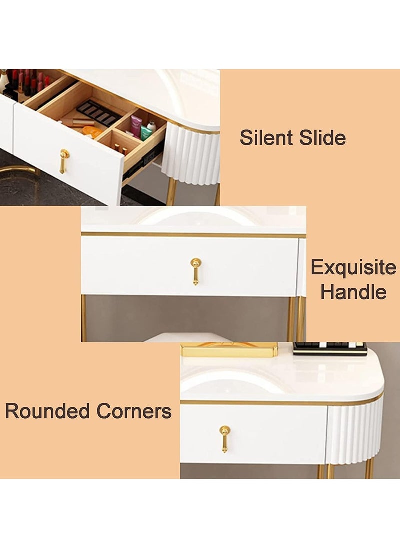 DubaiGallery Ergonomic Vanity Table, Cushioned Stool, Makeup Vanity Set with Led Lighted Mirror, Dressing Table, Writing Desk, Dressing Table for Home  - Image 3