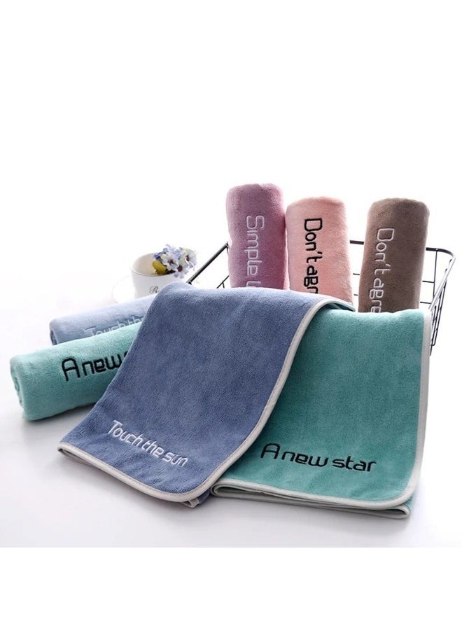 Microfibre Face Towel Set, 5 Packs Super Soft Quick Drying Microfibre Towels, Hanging and Special Embroidery Design Highly Absorbent 35x75cm