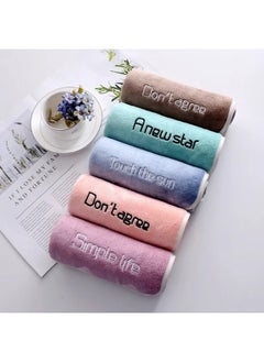 Generic Microfibre Face Towel Set, 5 Packs Super Soft Quick Drying Microfibre Towels, Hanging and Special Embroidery Design Highly Absorbent 35x75cm  - Image 1