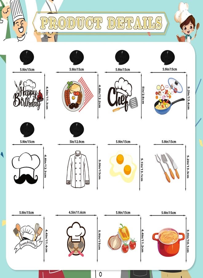 MZ.ogm Chef Birthday Banner Black Glitter with Hanging Swirls Stickers, Chef Birthday Party Decorations, Masterchef Cook Party Decorations for Cooker - Image 3