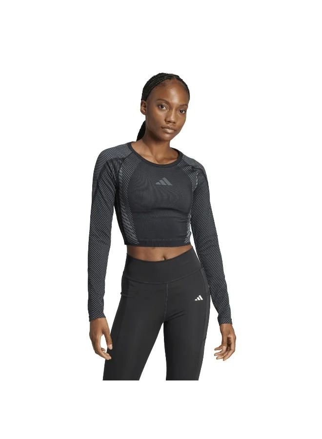 Adidas Adidas Seamless Ls Black T-Shirt (Long Sleeve) T-Shirts For Women