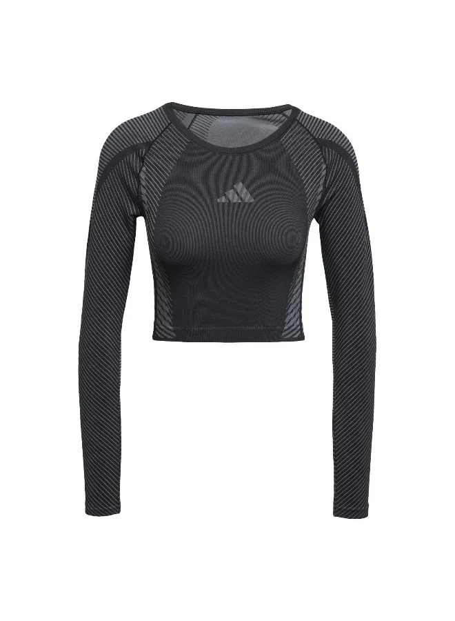 Adidas Adidas Seamless Ls Black T-Shirt (Long Sleeve) T-Shirts For Women
