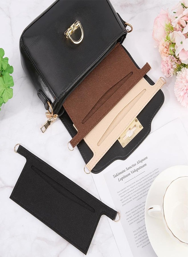 CREATCABIN 3Pcs 3 Colors Wallet Organizer Insert Mini Handbag Liner Felt Soft Clutch Bag Divider Pocket Inside Convert Conversion Kit with D Rings for Crossbody Sarah Purse Accessories 9.3 x 3.1 Inch - Image 3