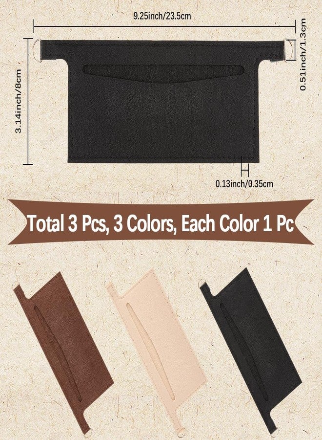 CREATCABIN 3Pcs 3 Colors Wallet Organizer Insert Mini Handbag Liner Felt Soft Clutch Bag Divider Pocket Inside Convert Conversion Kit with D Rings for Crossbody Sarah Purse Accessories 9.3 x 3.1 Inch - Image 2