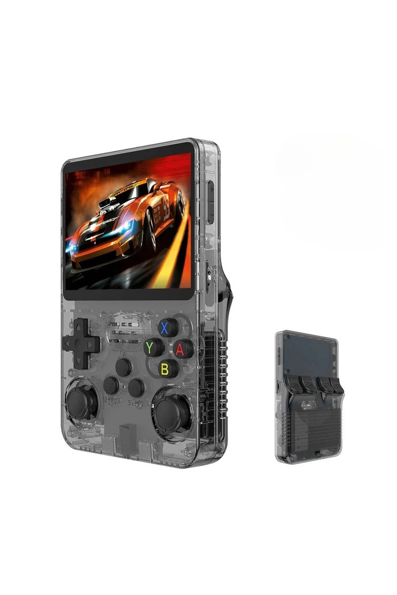 بلو فاير جهاز ألعاب محمول R36S بشاشة IPS HD مقاس 3.5 بوصة، معالج رباعي النواة ARM Cortex-A35 64 بت بسرعة تصل إلى 1.5 جيجاهرتز، ذاكرة RAM سعة 1 جيجابايت DDR3L، بطاقة microSD سعة 64 جيجابايت محملة بألعاب متعددة الأنواع (ألغاز، مغامرات، سباق، قتال، إطلاق نار)، واي فاي مزدوج النطاق 2.4G/5G، بلوتوث 4.2، بطارية 3200 مللي أمبير تدوم حتى 6 ساعات، متوافق مع PSP / DC / SS / PS1 / NDS / N64 / CPS1 / CPS2 / CPS3 / FBA / NEOGEO / GBA / GBC / GB / SFC / FC / MD، وضع متعدد اللاعبين مع دعم وحدة تحكم إضافية، اتصال بالتلفاز عبر منفذ AV، مثالي للسفر والتخييم وكهدية عيد ميلاد أو عيد للأطفال والمراهقين والكبار - Image 1