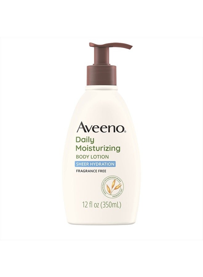 Aveeno Sheer Hydration Daily Moisturizing Fragrance-Free Lotion with Nourishing Prebiotic Oat, Fast-Absorbing Body Moisturizer for Dry Skin with Lightweight, Breathable Feel, 12 fl. oz - Image 1