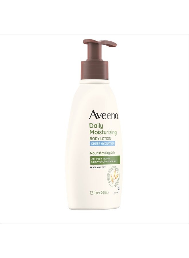Aveeno Sheer Hydration Daily Moisturizing Fragrance-Free Lotion with Nourishing Prebiotic Oat, Fast-Absorbing Body Moisturizer for Dry Skin with Lightweight, Breathable Feel, 12 fl. oz - Image 4