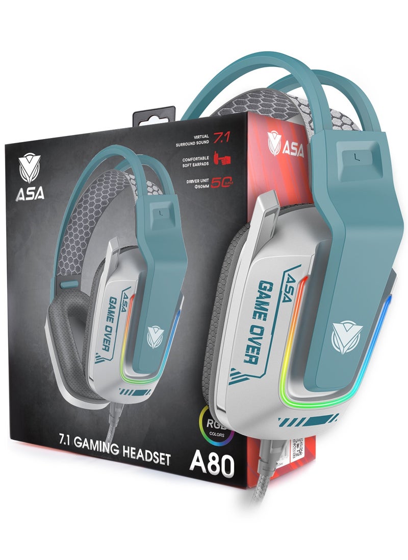 ASA - RGB Gaming Headset With Microphone, 7.1 Virtual Surround Sound, For PS5/PS4, Xbox One, Xbox Series S/X & Nintendo Switch - Image 1