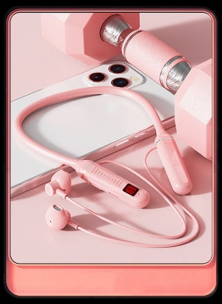 New neck-mounted wireless Bluetooth headset with digital display and ultra-long standby in-ear wireless sports headset (Cherry blossom powder) - pzsku/ZD4A2B18940993FD0AFC4Z/45/1746255193/b8369d71-59f5-4e91-a466-1cb90e38963e