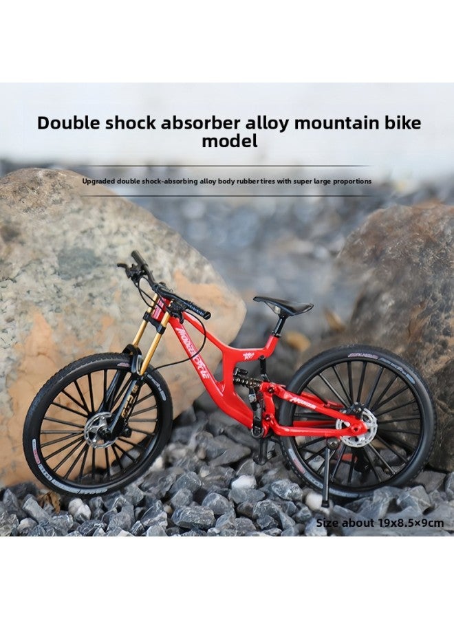 Simulated Alloy Bicycle Curved Handlebar Mountain Bike Metal Toy Model Mini Bicycle Boy Gift Ornament Hand-Made 