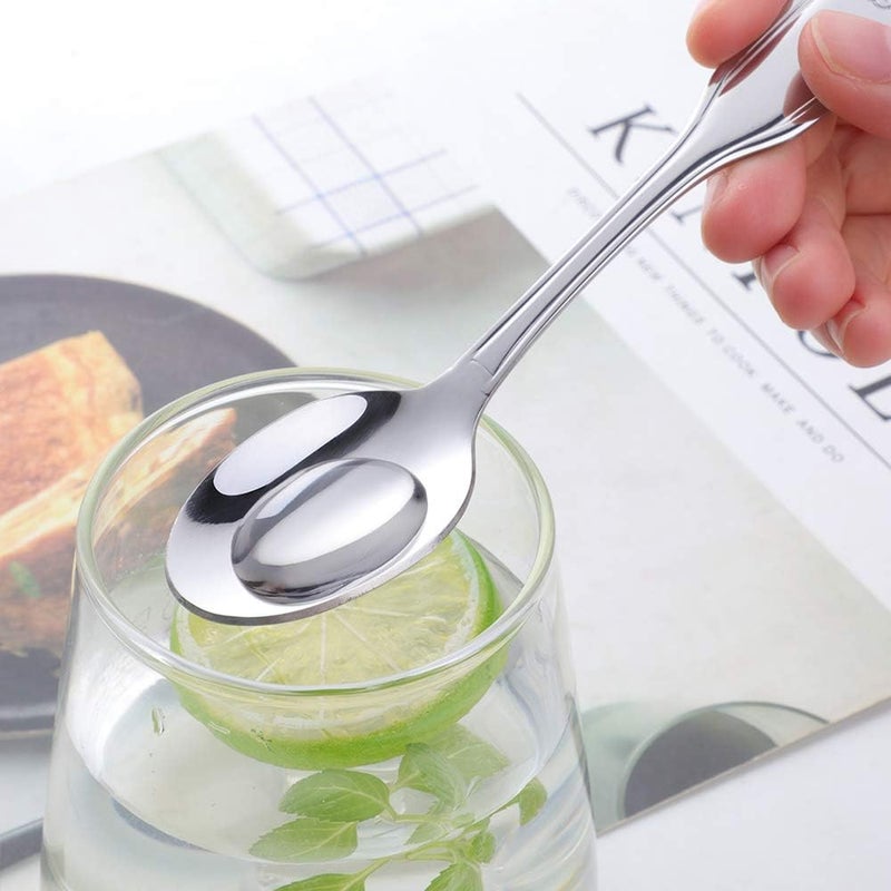 QOBIMOON 12-Piece 18/0 Stainless Steel Teaspoon, Shell Pattern Teaspoon Commercial Quality 6.5 Inches-Silver - Image 2