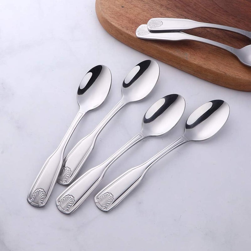 QOBIMOON 12-Piece 18/0 Stainless Steel Teaspoon, Shell Pattern Teaspoon Commercial Quality 6.5 Inches-Silver - Image 5