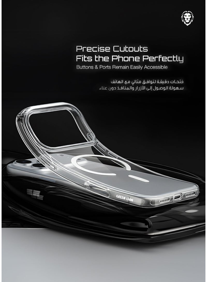 GREEN LION MagSafe Delgado Case iPhone 17 Pro with Ultra Drop Protection & MagSafe Compatibility / Camera Protection / Daily Protection - Clear - Image 2