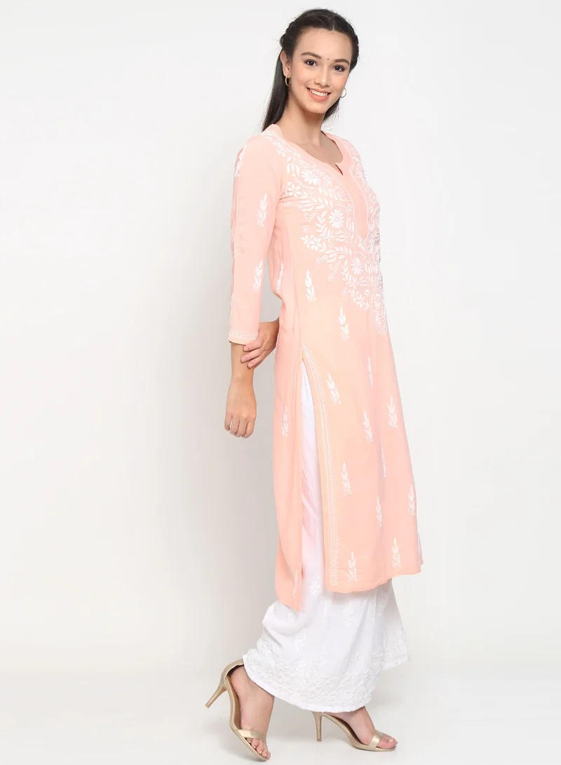 Alaya Women Hand Embroidered Chikankari Rayon Kurta-AL3451