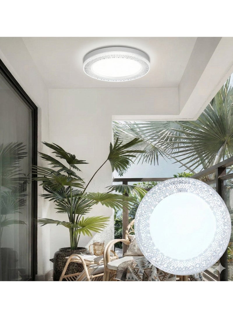 MODI Bright 24W ，18cm LED Ceiling Light with E27 Adapter (Easy Screw-in), 18cm 3-Color Changing Round Lamp, Flicker-Free Replacement for Old Bulbs in Kitchen, Bathroom & Hallway - Image 1