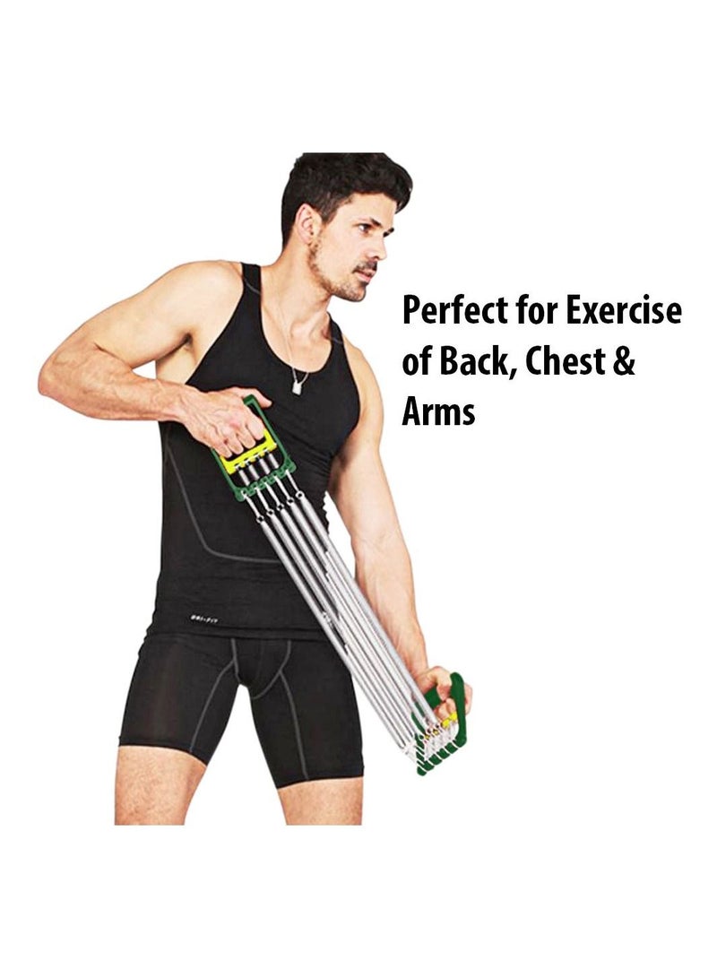 Generic Chest Expander For Chest, Arm Legs Shoulder Back Muscles Training, Chest Exerciser For Men With 5 Springs, Pulling Chest Expander, Push Ups Full Body Home Gym Workout Band - Green  - Image 5