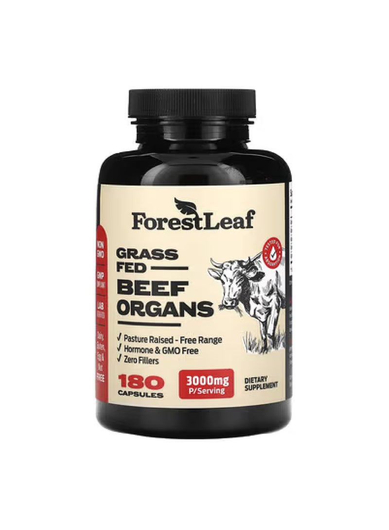 أعضاء لحم البقر المتغذى على العشب، 180 كبسولة