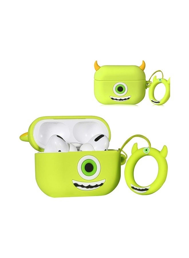 Cartoon Case Cover Monster Mike For Apple AirPods Pro Green，Case Protective Funny Cute Cartoon Slim Cover with Keychain - Image 3