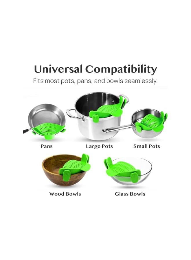 S-TOP Snap N Strain Pot Strainer and Pasta - Adjustable Silicone Clip On for Pots, Pans, Bowls Lime Green - Image 4