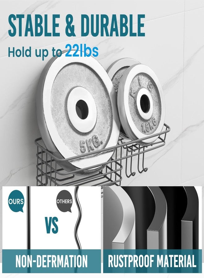 TAILI Shower Caddy Suction Cup with Hooks & Soap Holder, Heavy Duty Bathroom Shower Organizer, No Drilling Shower Shelves for Inside Bathroom, Metal Storage Holder-Grey - Image 4