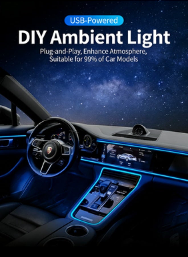 CAFELE 3-Meter USB Car LED Light Strip - Ice Blue Vibrant Neon Light for Car Interiors, Bedrooms, Parties, Wall and Ceiling Decorations, No Wiring Required, Easy Installation, USB Powered, Creates Ambient Lighting - Image 4