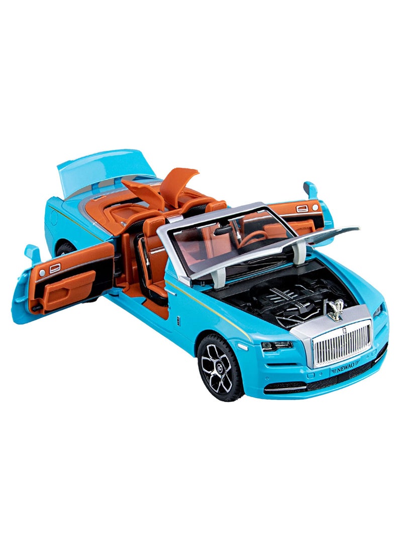 Swift 1:24 Rolls Royce Convertible Super Sports Diecast Car Model Phantom Toy Car Alloy Collectible Phantom Pull Back Model Car Vehicles with Removeable Roof, Sound Light for Kids Birthday Gift Blue  - Image 3