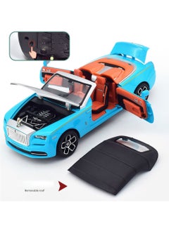 Swift 1:24 Rolls Royce Convertible Super Sports Diecast Car Model Phantom Toy Car Alloy Collectible Phantom Pull Back Model Car Vehicles with Removeable Roof, Sound Light for Kids Birthday Gift Blue  - Image 2
