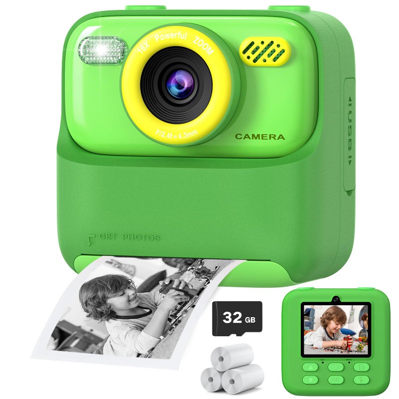 Cimizi Kids Instant Digital Cameras for Boys and Girls 1080P HD DualLens Selfie Digital Camera with Print Paper 32G Card Christmas Birthday Gifts Toys for Toddler and Teenagers Age 316 Years Old - Image 2