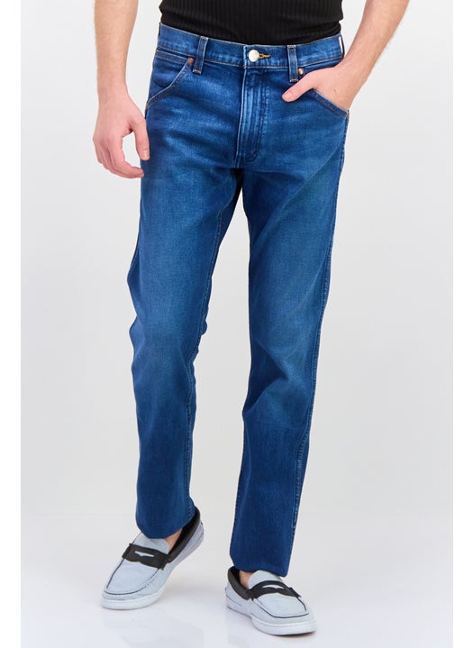 Men Slim Fit Wash Stretchable Denim, Washed Blue