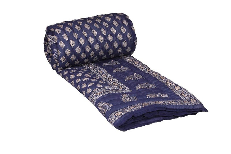 SVT SVT Traditional Famous Jaipuri Beautiful Floral Print in Multi Blue mughal Print Jaipuri Rajai/Razai/Quilt King Size/King Size Bed Quilt/Comforter/AC Quilt/AC Comforter  - Image 1