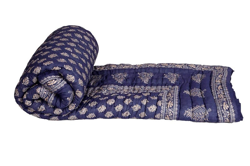 SVT SVT Traditional Famous Jaipuri Beautiful Floral Print in Multi Blue mughal Print Jaipuri Rajai/Razai/Quilt King Size/King Size Bed Quilt/Comforter/AC Quilt/AC Comforter  - Image 2
