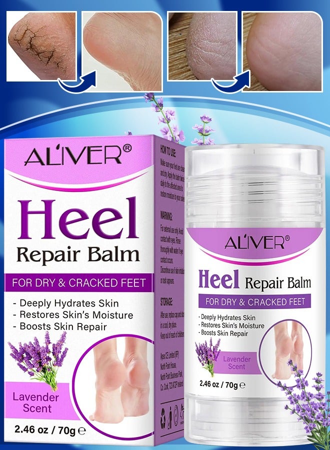 ALIVER 70g Cracked Heel Repair Balm Lavender Scent Foot Cream for Cracked Heels and Dry Skin Cracked Heel Repair Balm with Shea Butter & Olive Oil Hydrates and Softens Dry Feet  - Image 1